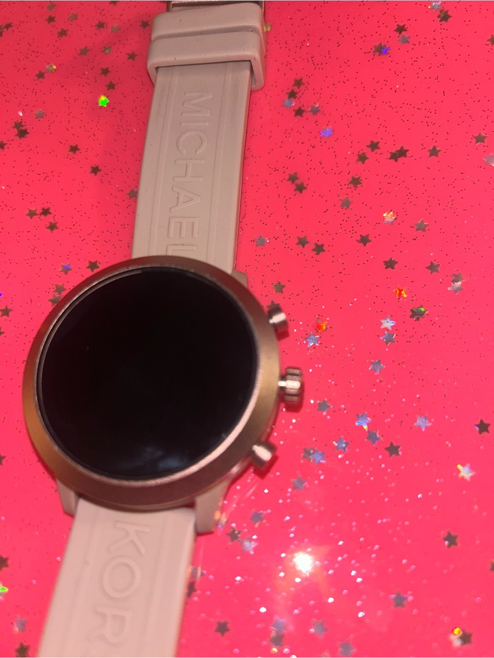Michael Kors Smartwatch with Light Beige Silicone Strap and Rose Gold Case